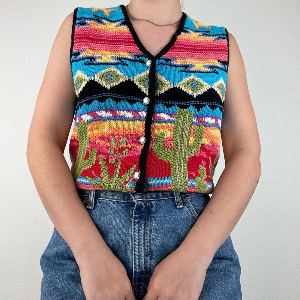Vintage Susan Bristol cactus sweater vest